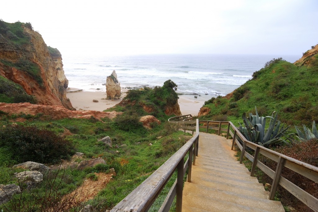 Wooden steps to Praia da Vau, Algarve, Portugal