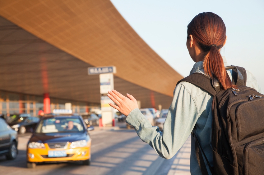 waiting for taxi at airport